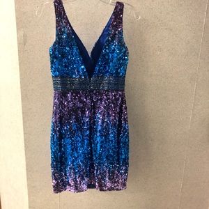 Blue and purple ombré sequined dress-size 6.